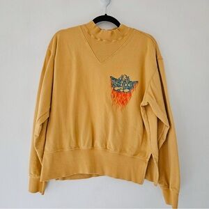 Boys Lie Mustard Sweatshirt with Blue and Orange Graphic